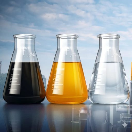 Matraces con aceite usado, aceite re-refinado y aceite base